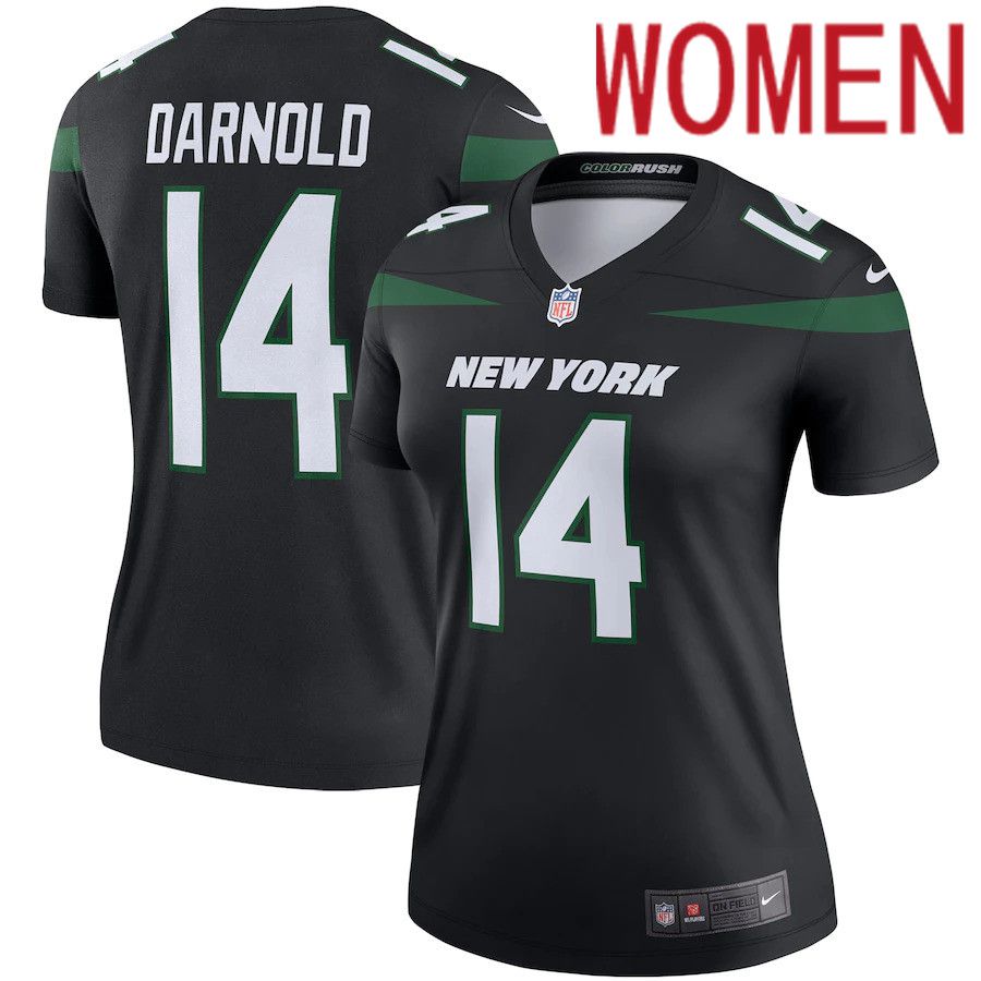 Women New York Jets 14 Sam Darnold Nike Stealth Black Color Rush Legend NFL Jersey